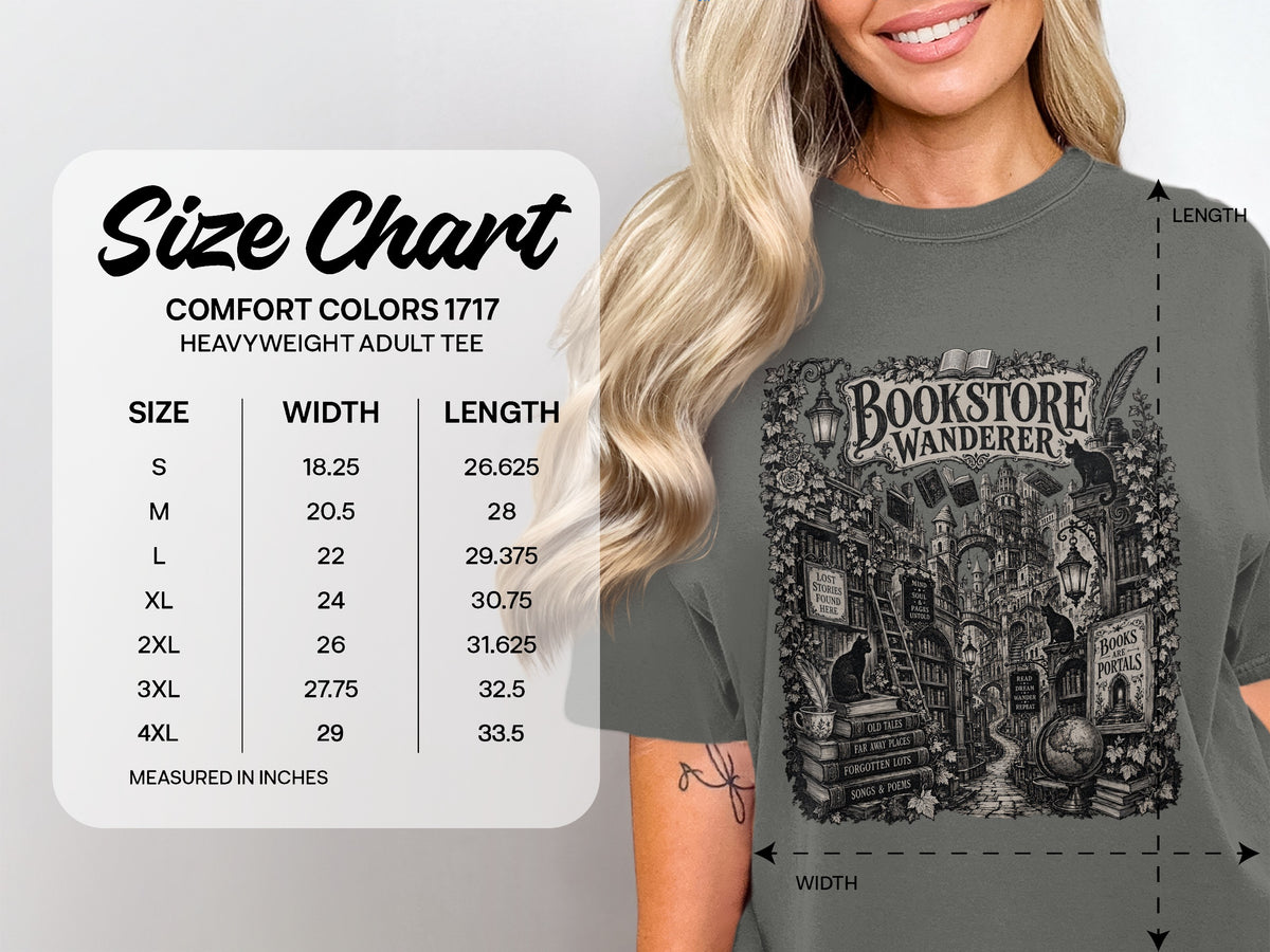 Bookstore Wanderer — Dark Academia Bookshop Tee