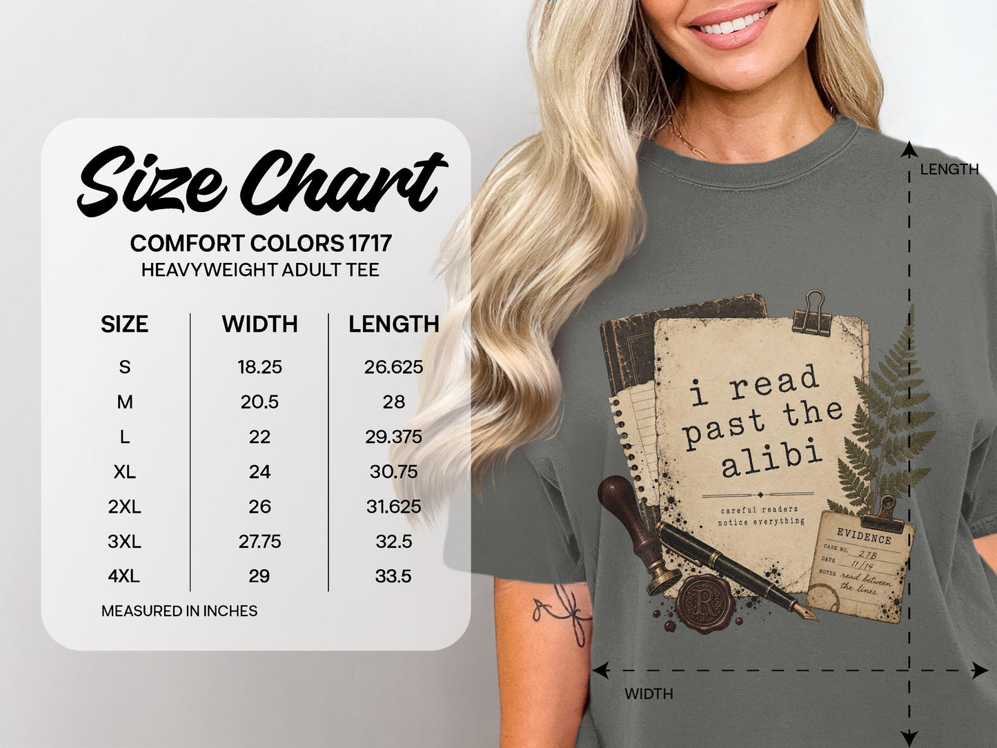I Read Past the Alibi size chart