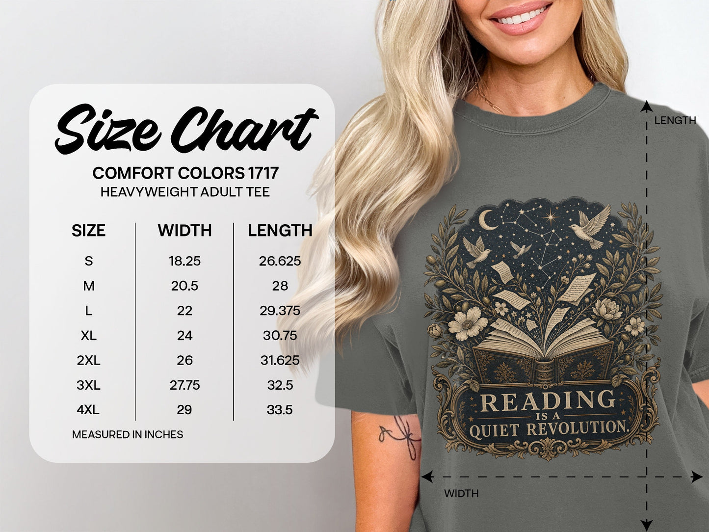 Reading Is a Quiet Revolution size chart