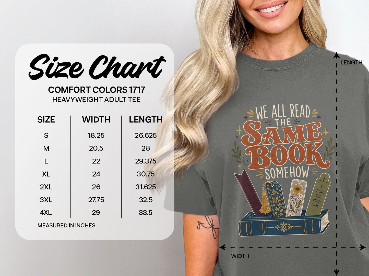 We All Read the Same Book Somehow size chart