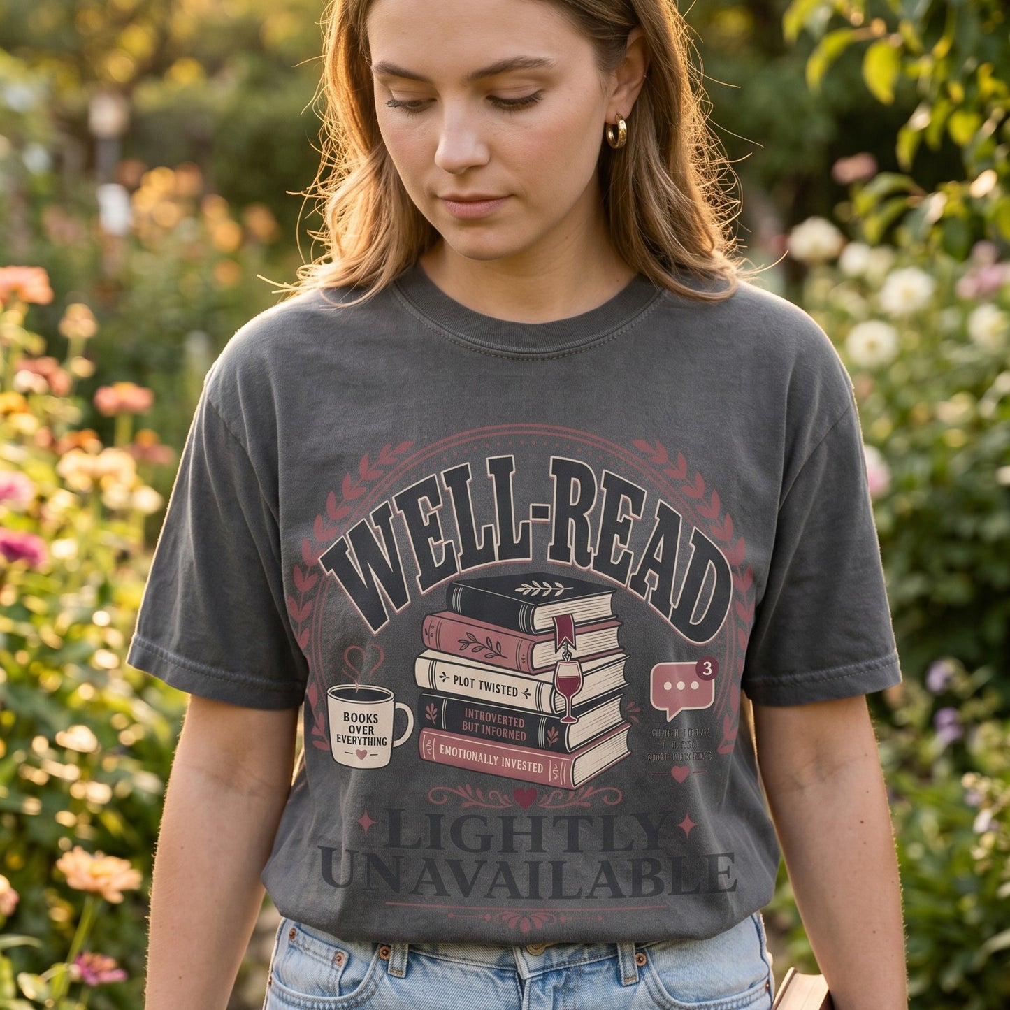 Well-Read, Lightly Unavailable — Funny Introvert Reader Tee