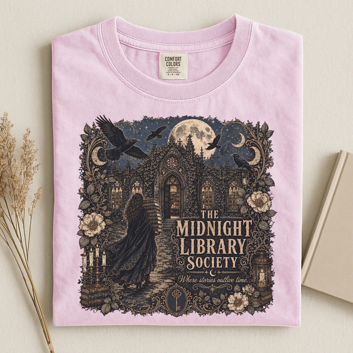 The Midnight Library Society — Dark Academia Library Tee