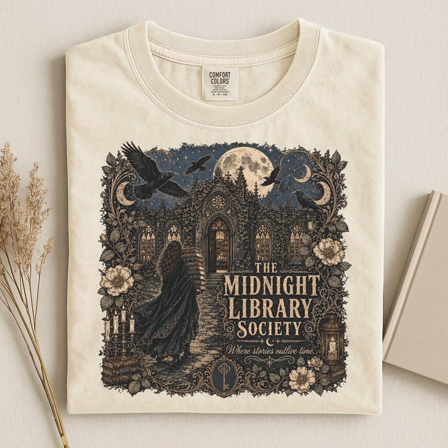 The Midnight Library Society — Dark Academia Library Tee