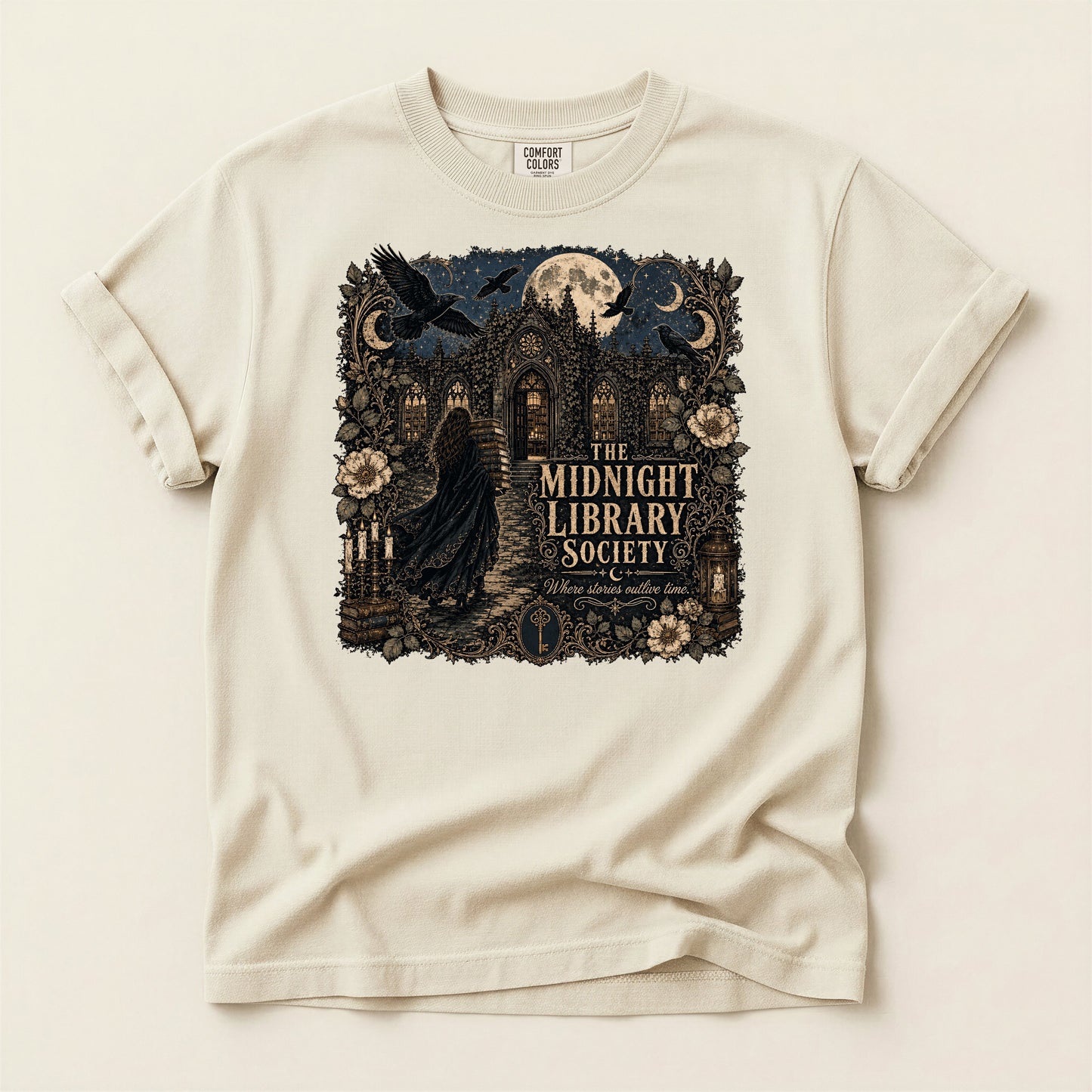 The Midnight Library Society — Dark Academia Library Tee