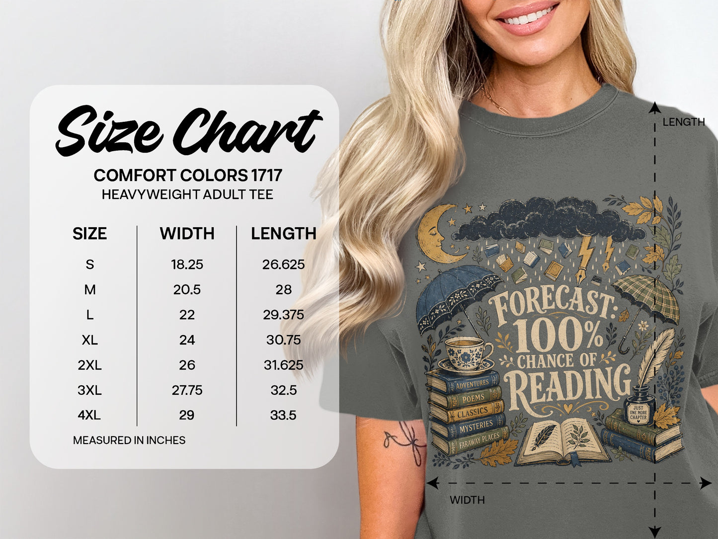 Forecast: 100% Chance of Reading — Rainy Day Reader Tee