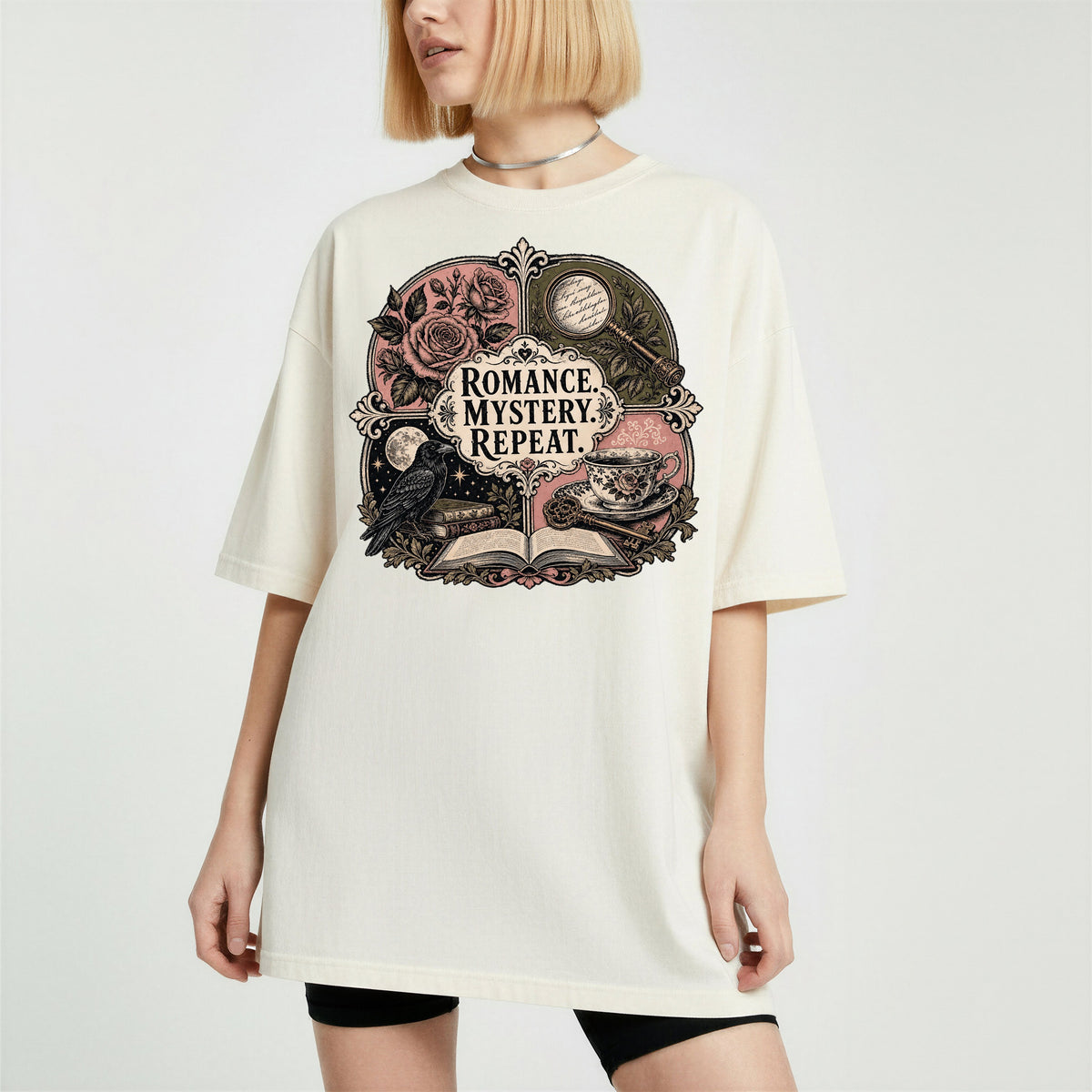 Romance. Mystery. Repeat. — Bookish Reader Tee