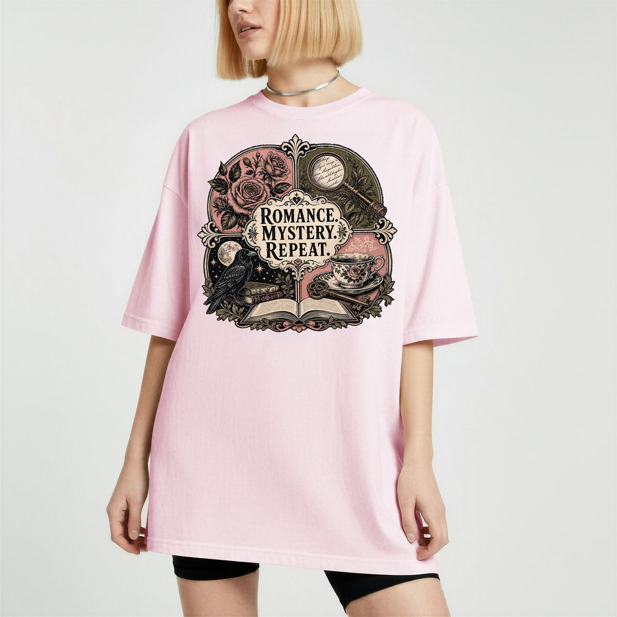 Romance. Mystery. Repeat. — Bookish Reader Tee