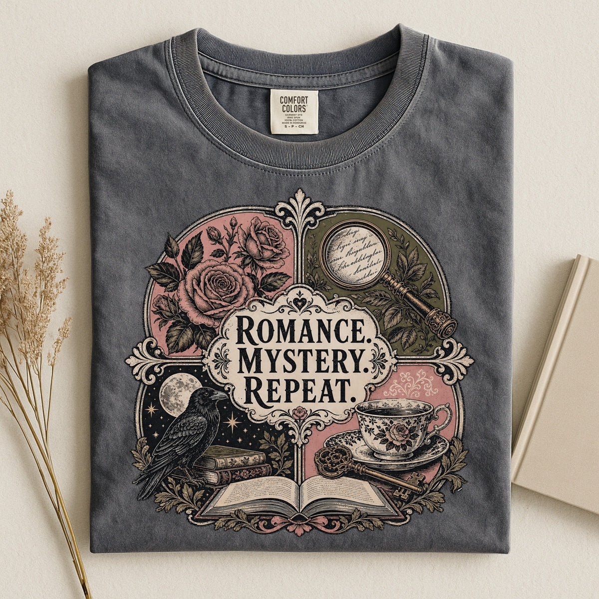 Romance. Mystery. Repeat. — Bookish Reader Tee