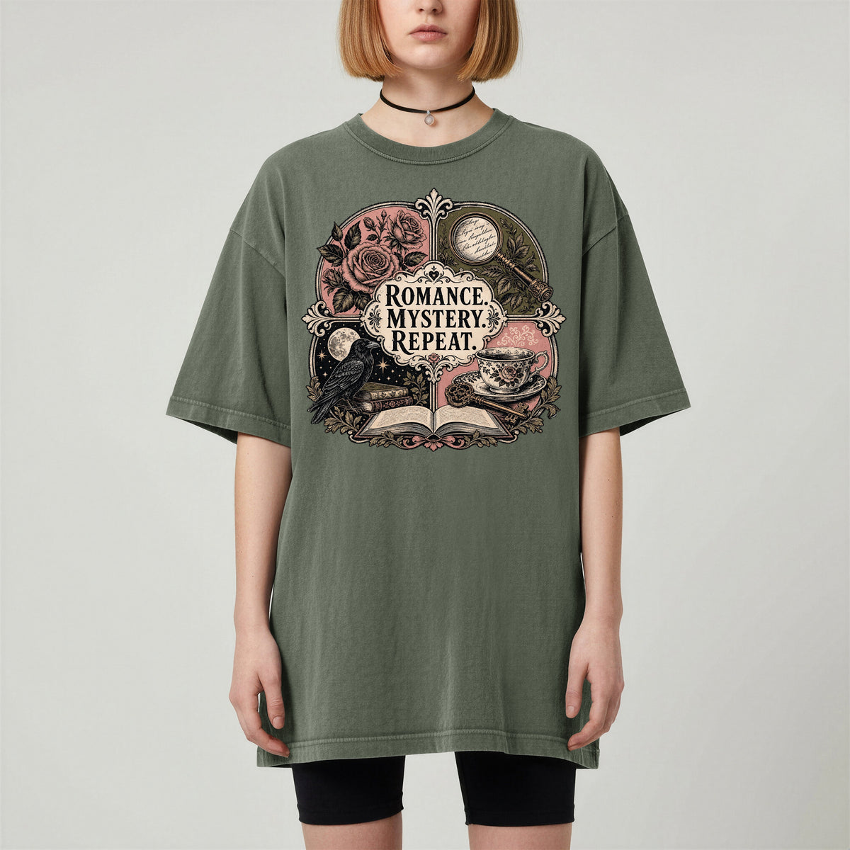 Romance. Mystery. Repeat. — Bookish Reader Tee