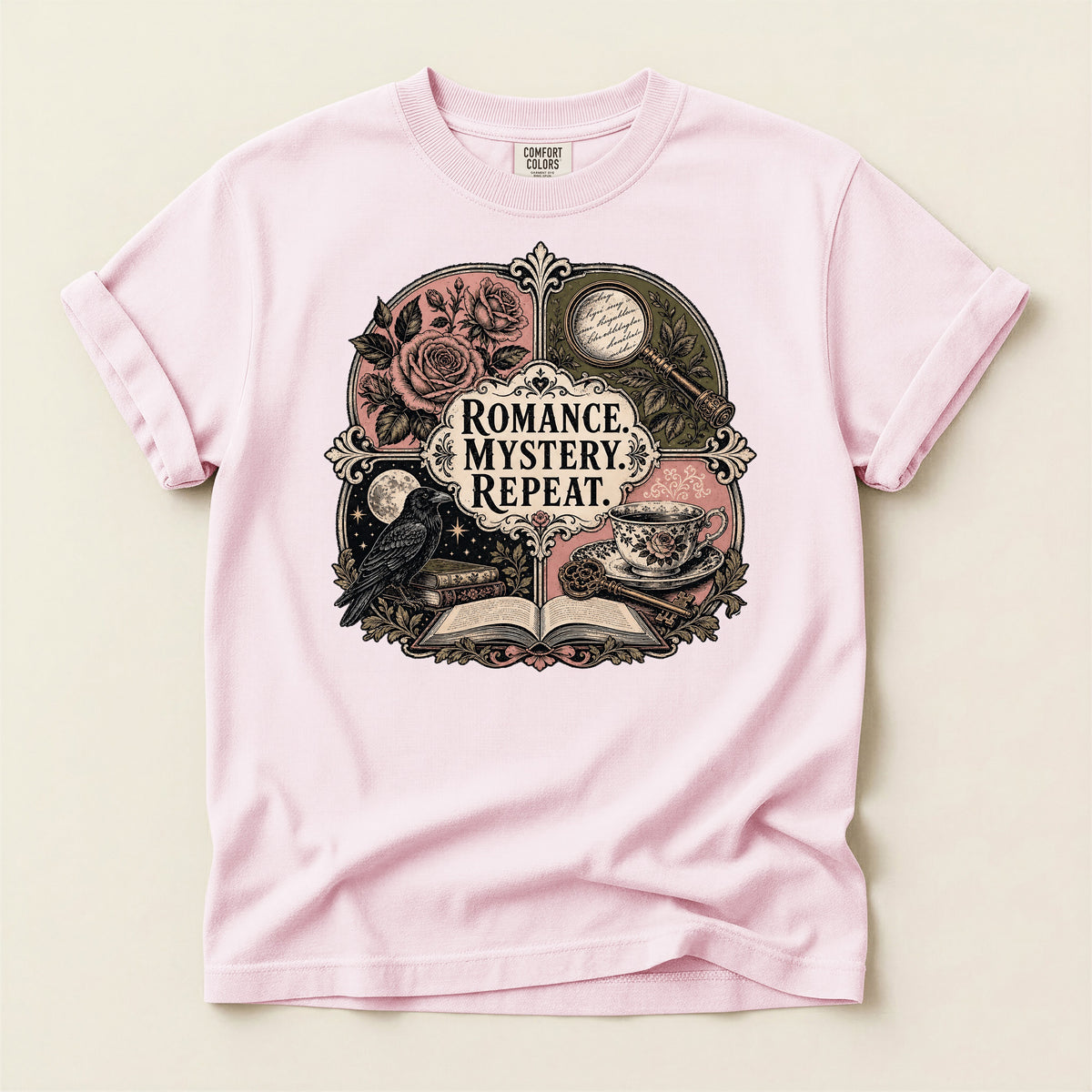 Romance. Mystery. Repeat. — Bookish Reader Tee