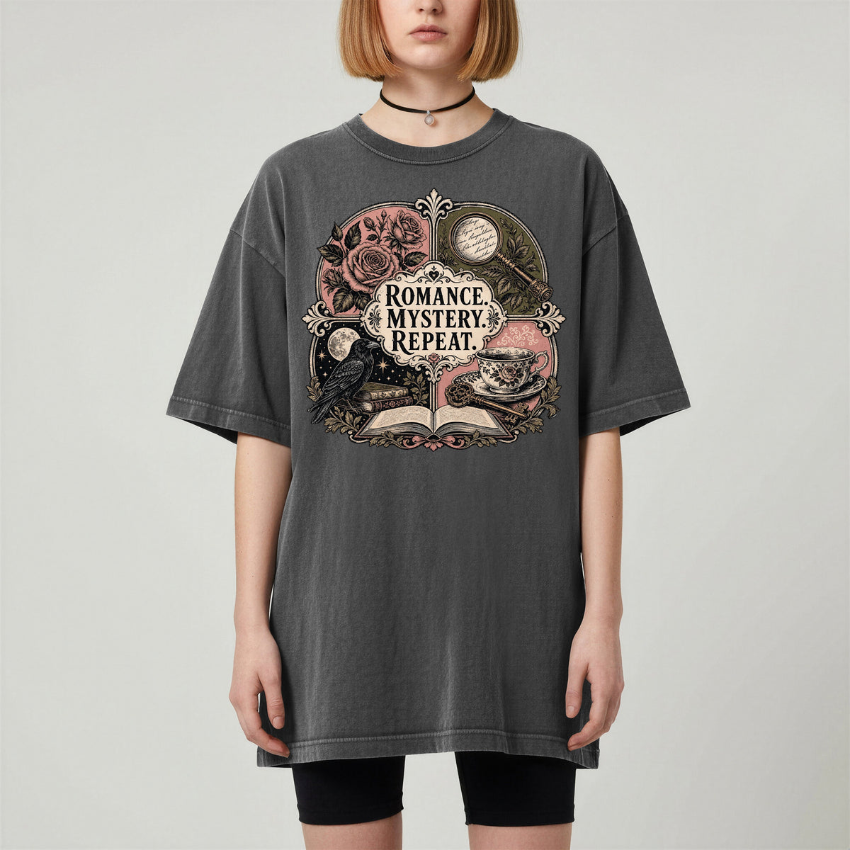Romance. Mystery. Repeat. — Bookish Reader Tee