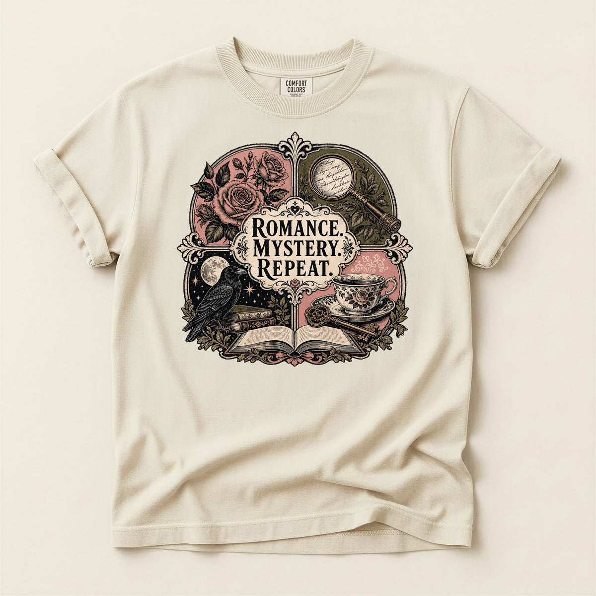 Romance. Mystery. Repeat. — Bookish Reader Tee