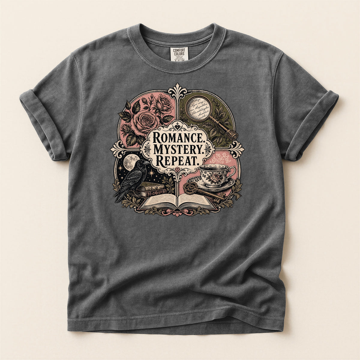Romance. Mystery. Repeat. — Bookish Reader Tee