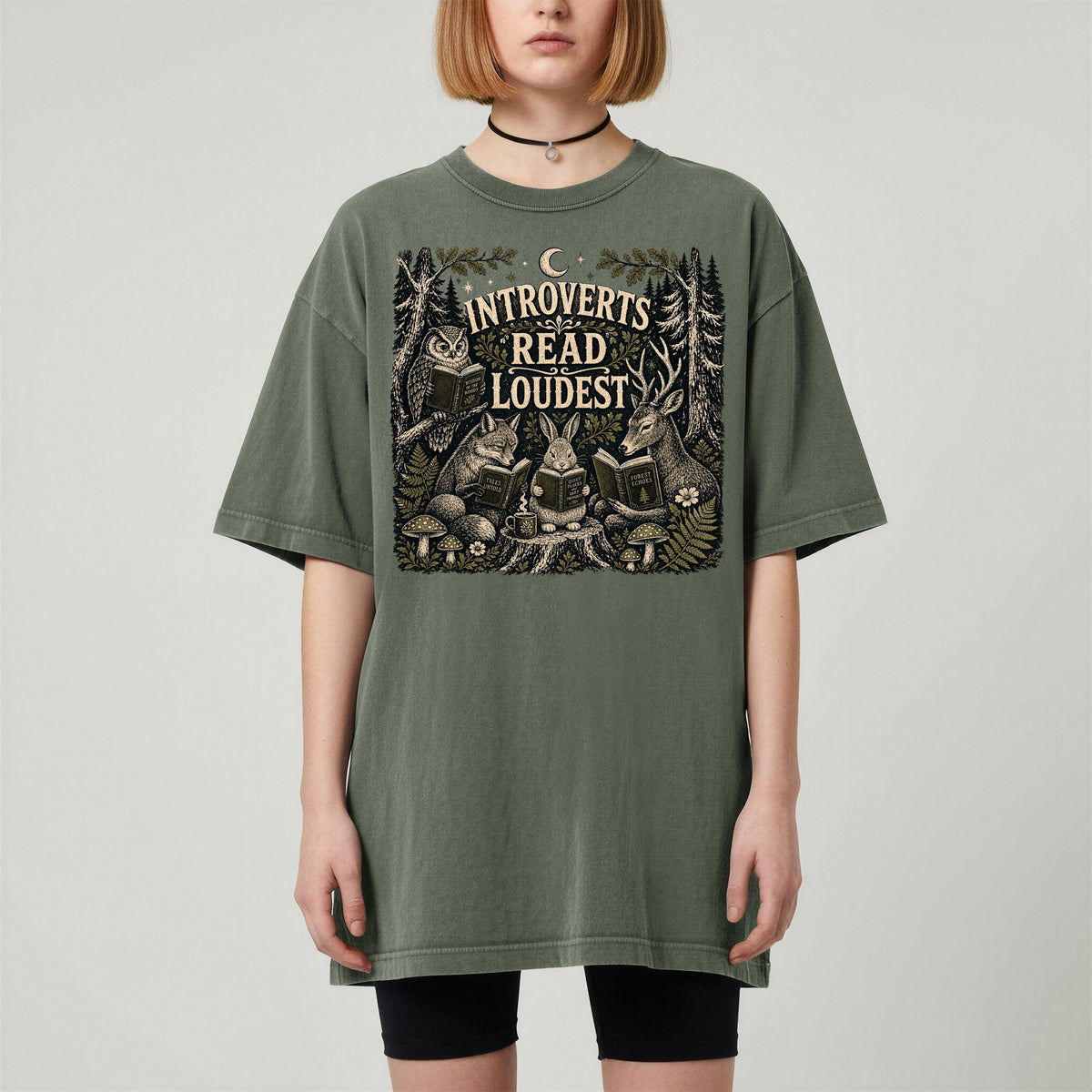 Introverts Read Loudest — Cozy Woodland Reader Tee