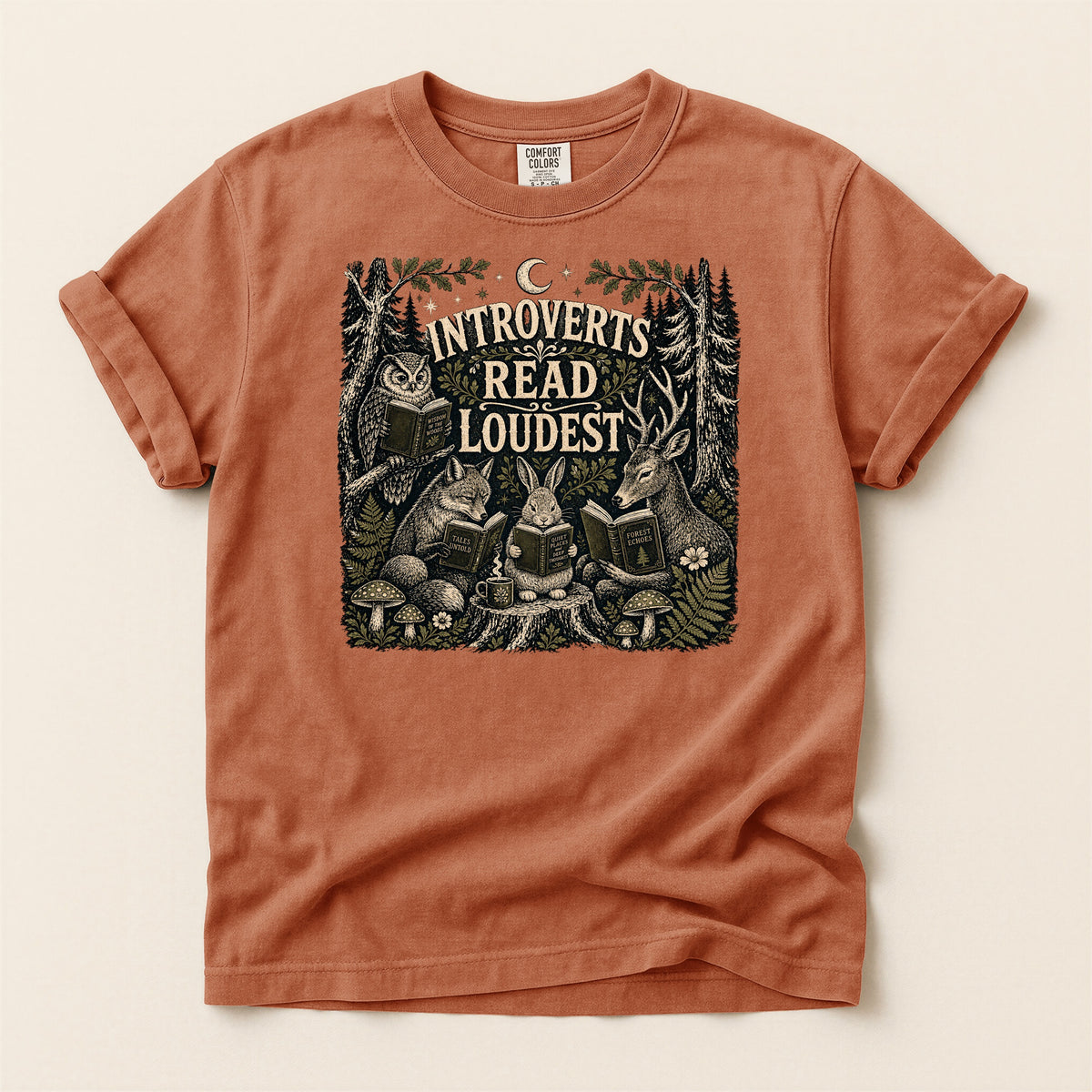 Introverts Read Loudest — Cozy Woodland Reader Tee