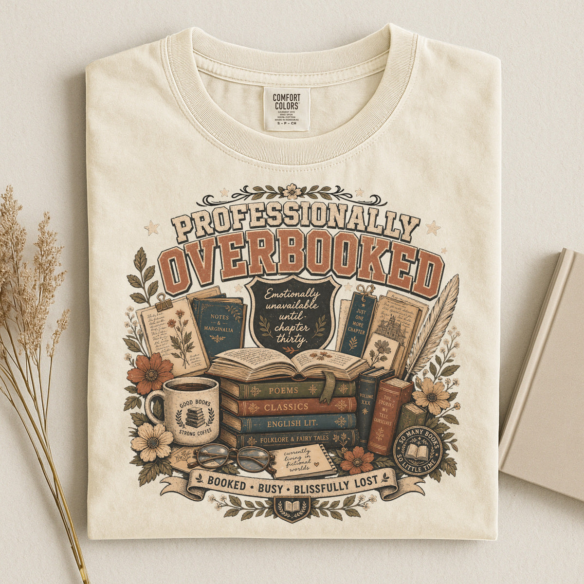 Professionally Overbooked — Dark Academia Reader Tee