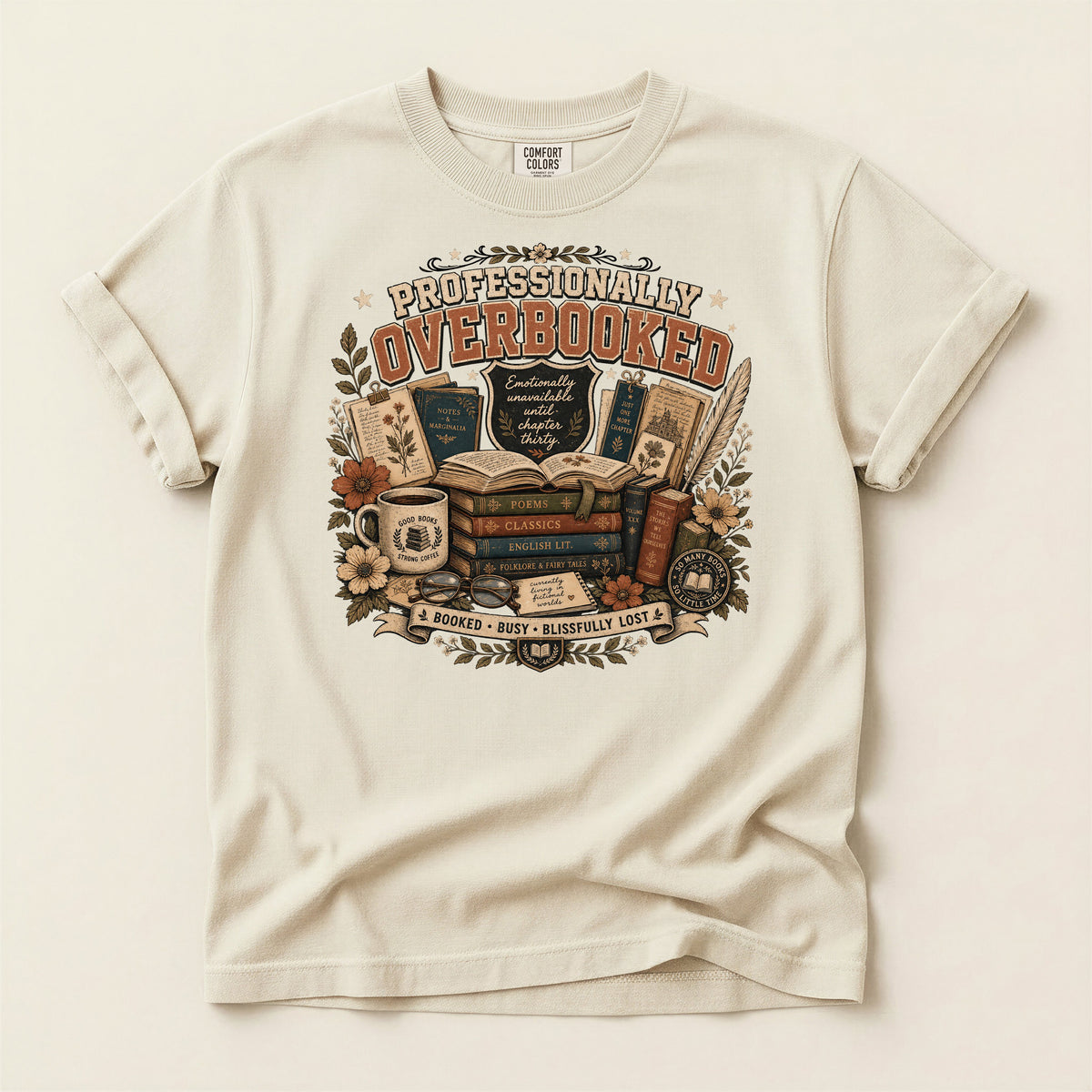 Professionally Overbooked — Dark Academia Reader Tee