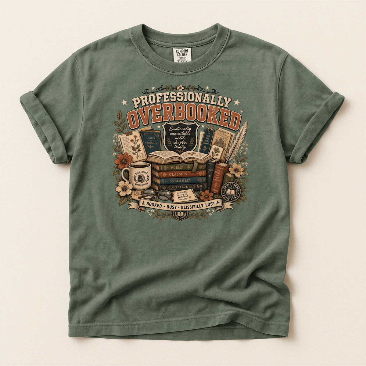 Professionally Overbooked — Dark Academia Reader Tee