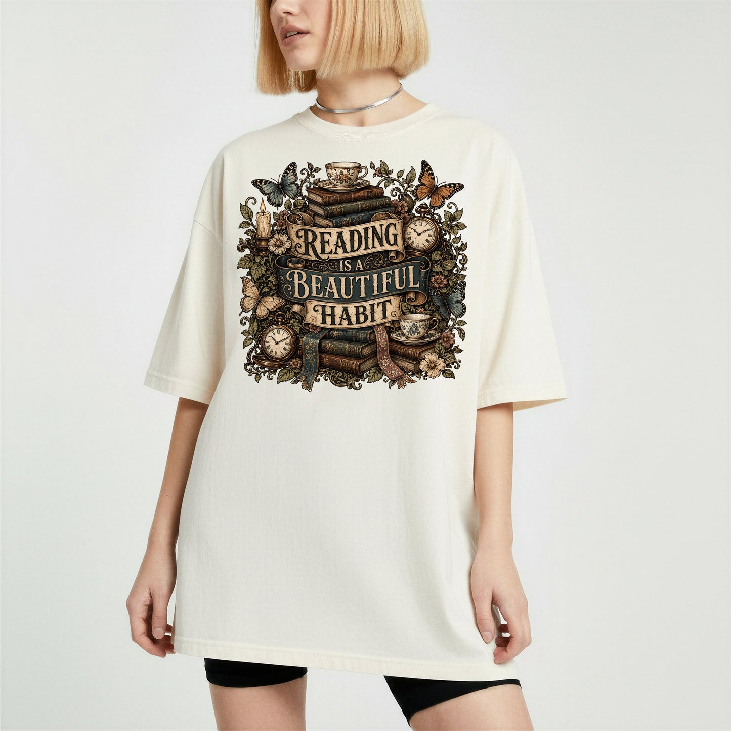 Reading Is a Beautiful Habit — Botanical Book Lover Tee