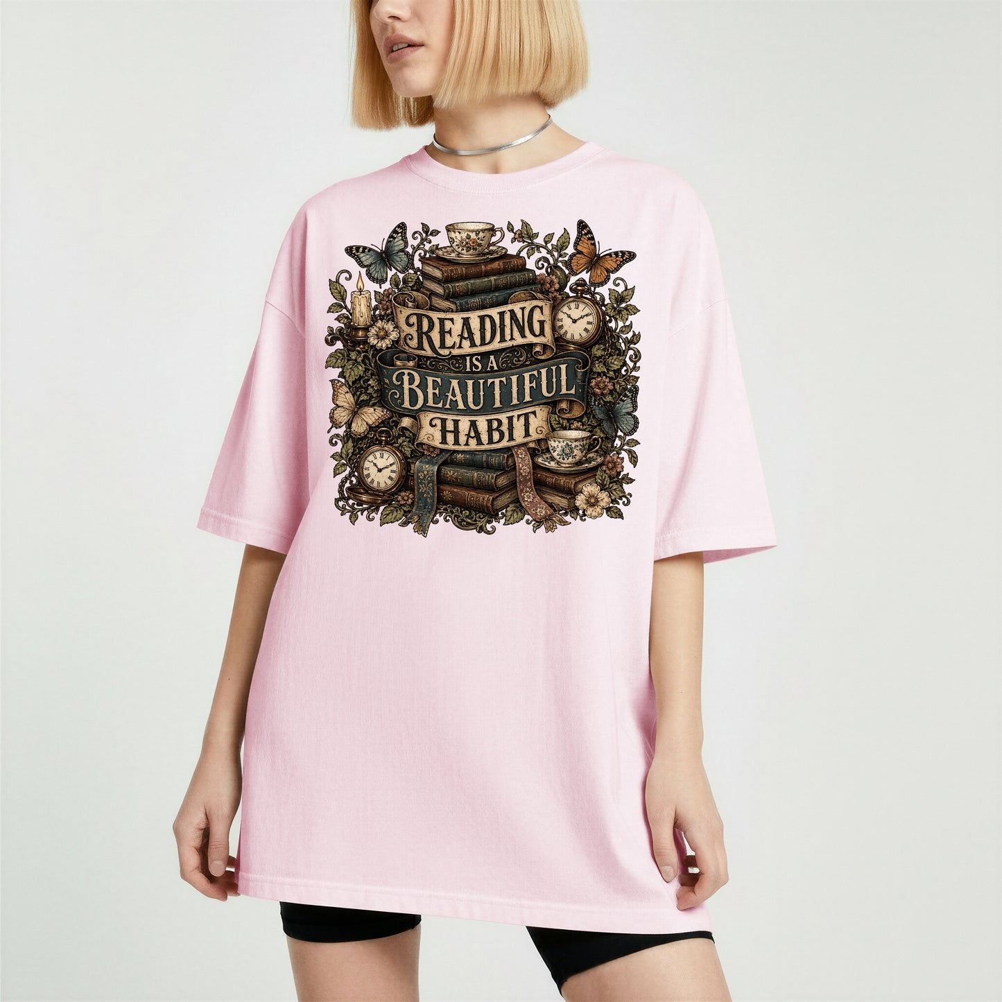Reading Is a Beautiful Habit — Botanical Book Lover Tee