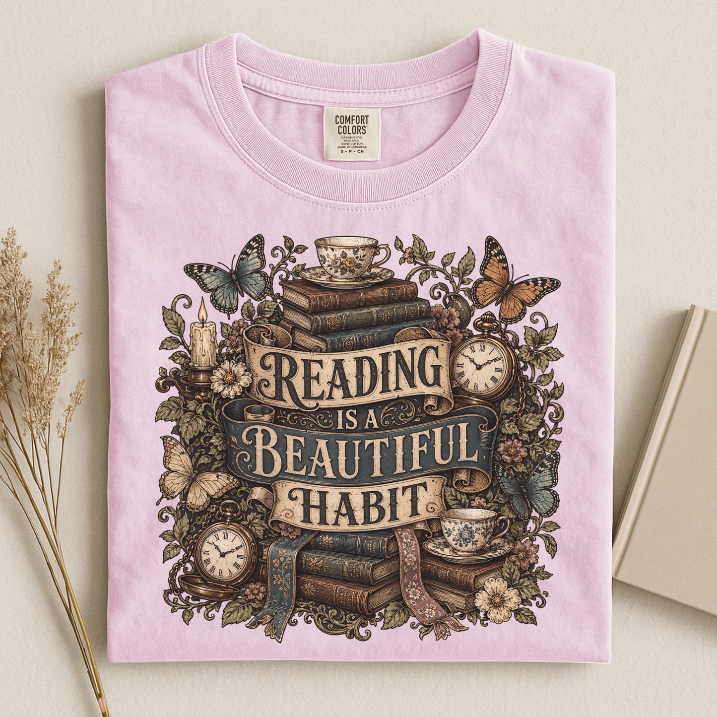 Reading Is a Beautiful Habit — Botanical Book Lover Tee