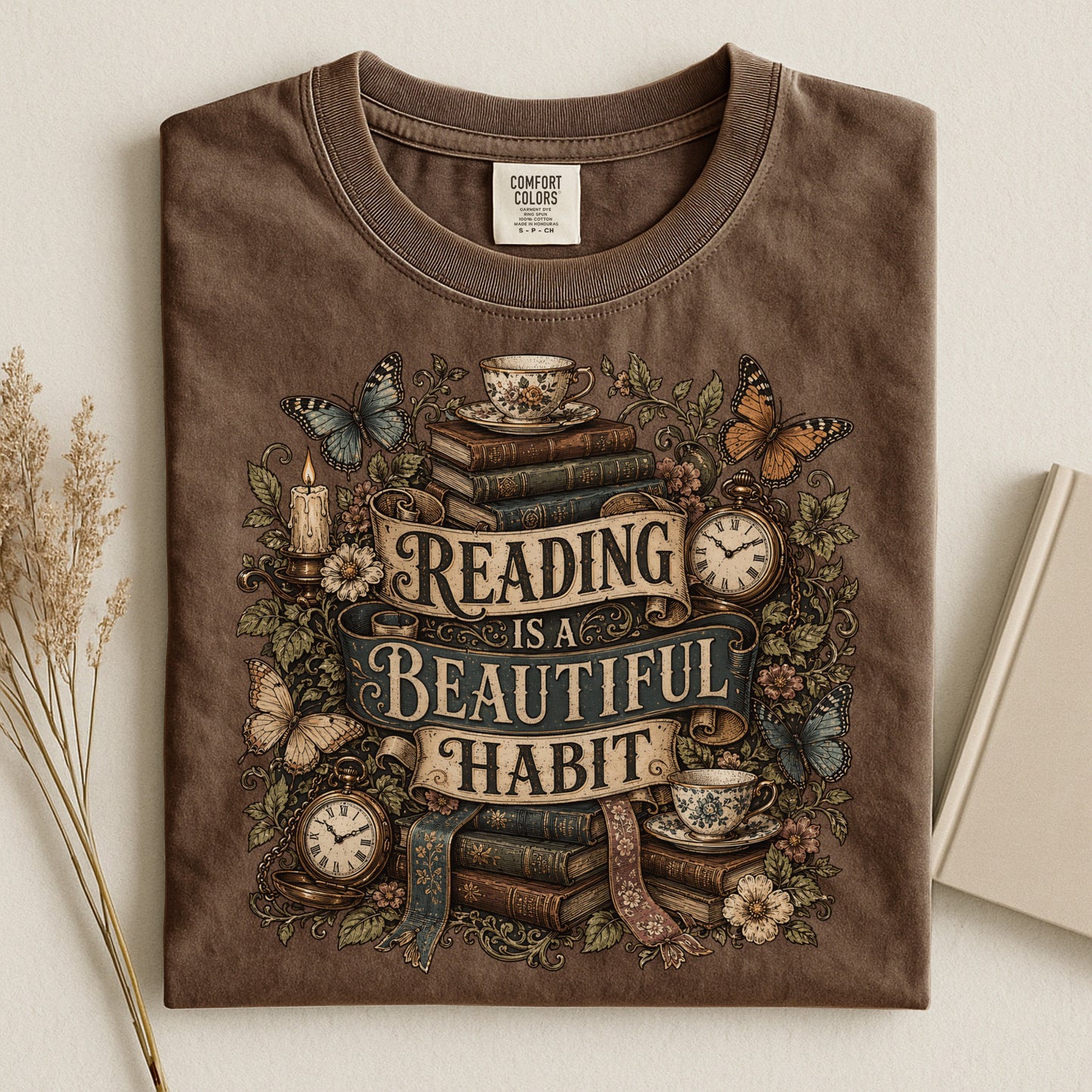 Reading Is a Beautiful Habit — Botanical Book Lover Tee