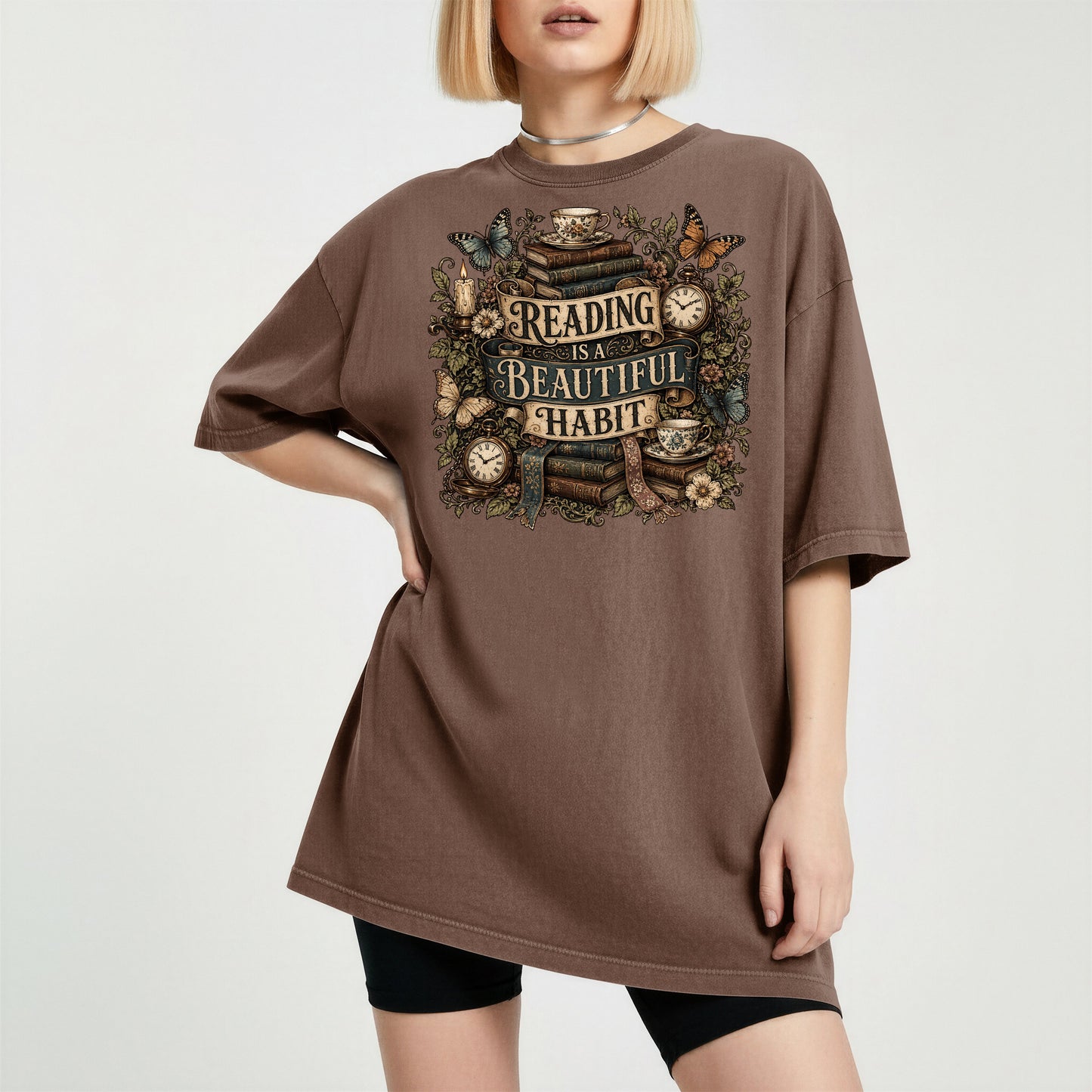Reading Is a Beautiful Habit — Botanical Book Lover Tee