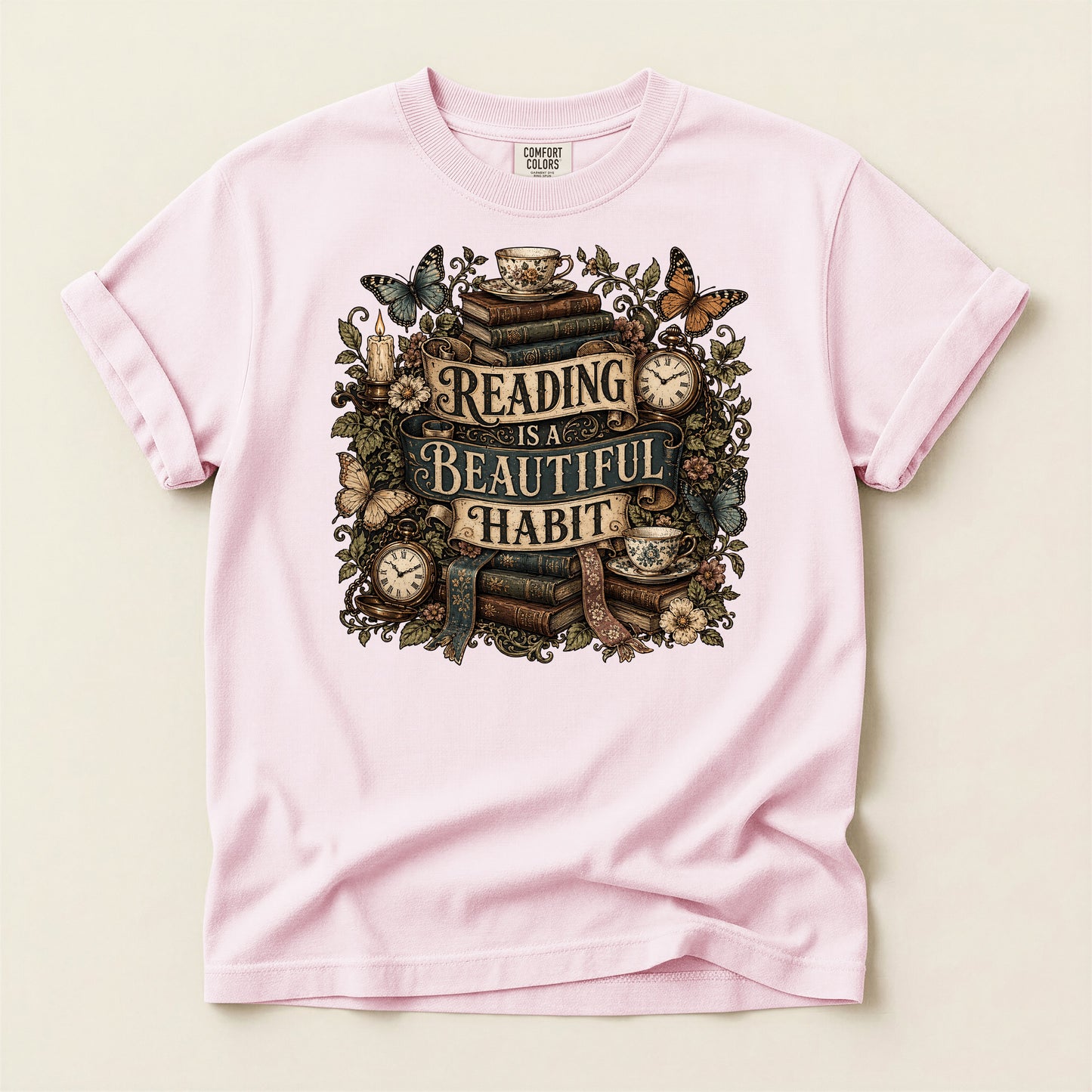 Reading Is a Beautiful Habit — Botanical Book Lover Tee