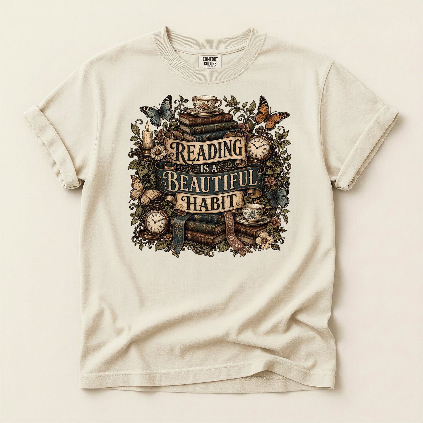 Reading Is a Beautiful Habit — Botanical Book Lover Tee