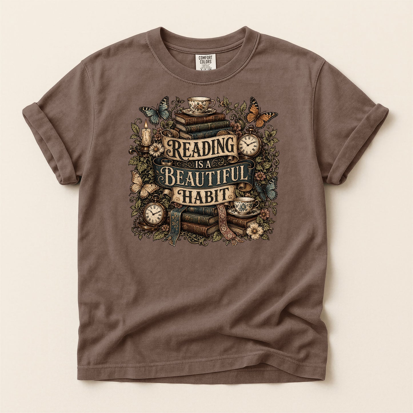 Reading Is a Beautiful Habit — Botanical Book Lover Tee