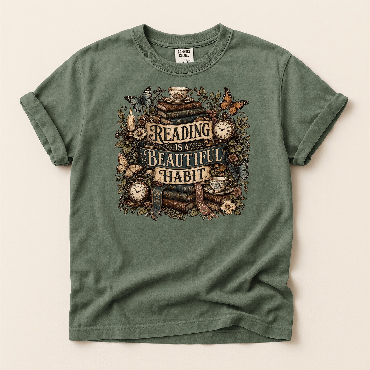 Reading Is a Beautiful Habit — Botanical Book Lover Tee
