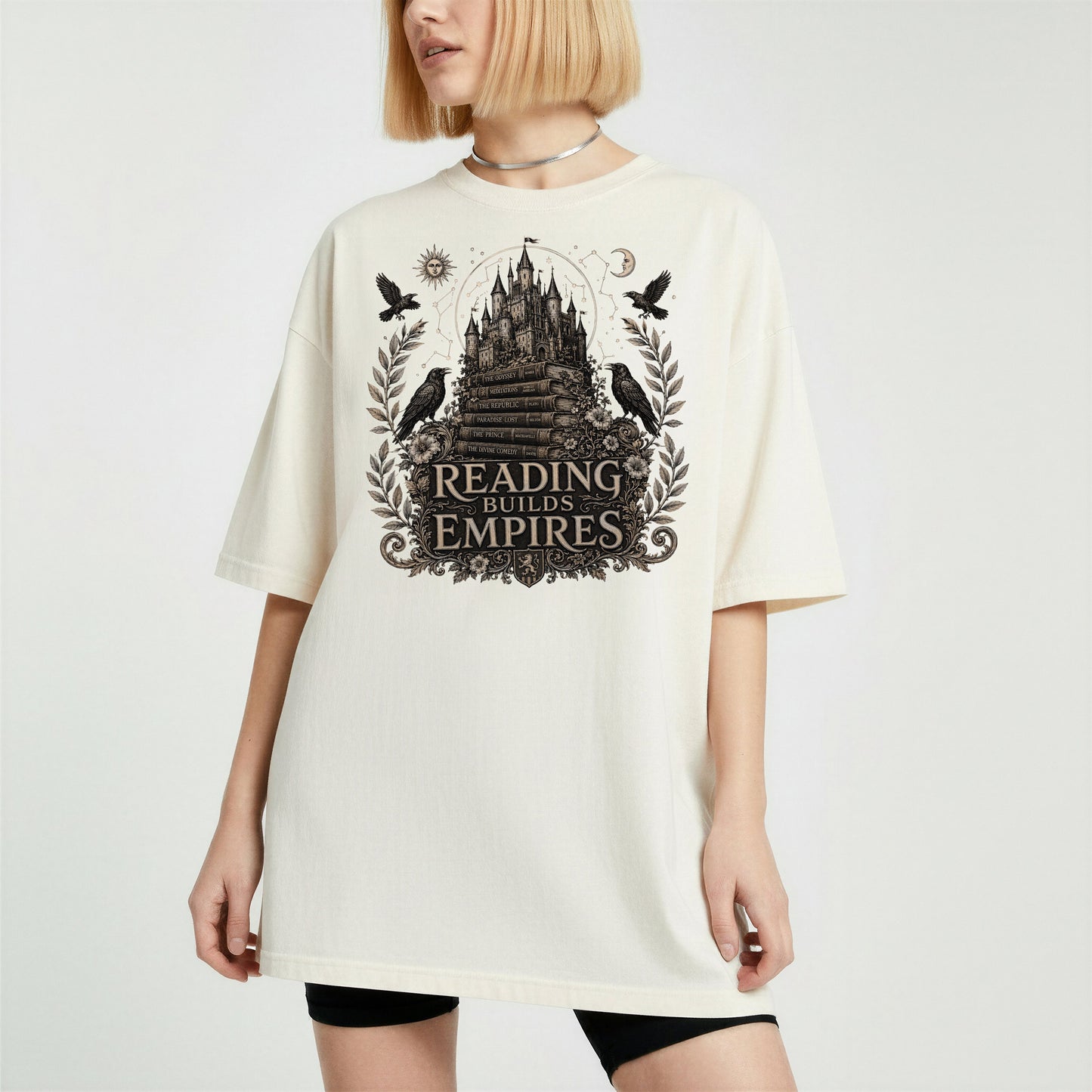 Reading Builds Empires — Dark Academia Fantasy Tee