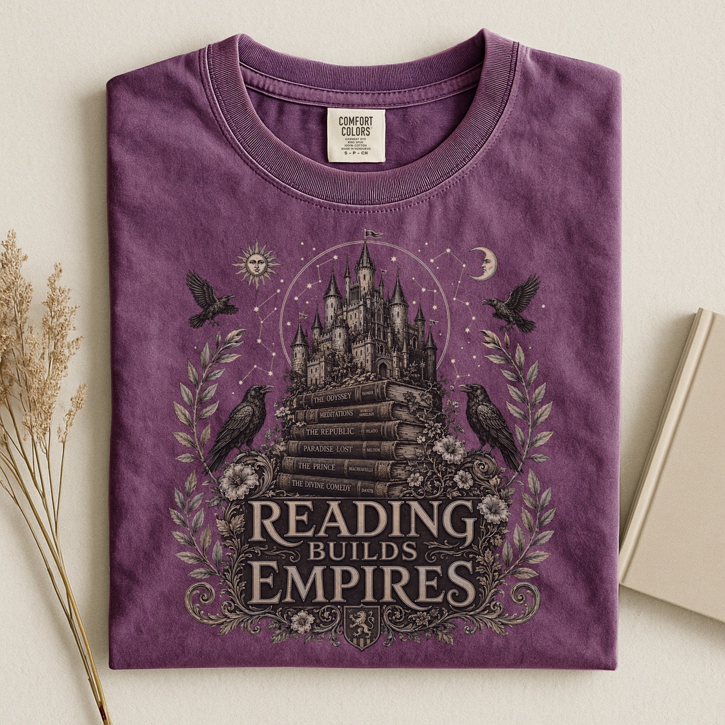Reading Builds Empires — Dark Academia Fantasy Tee