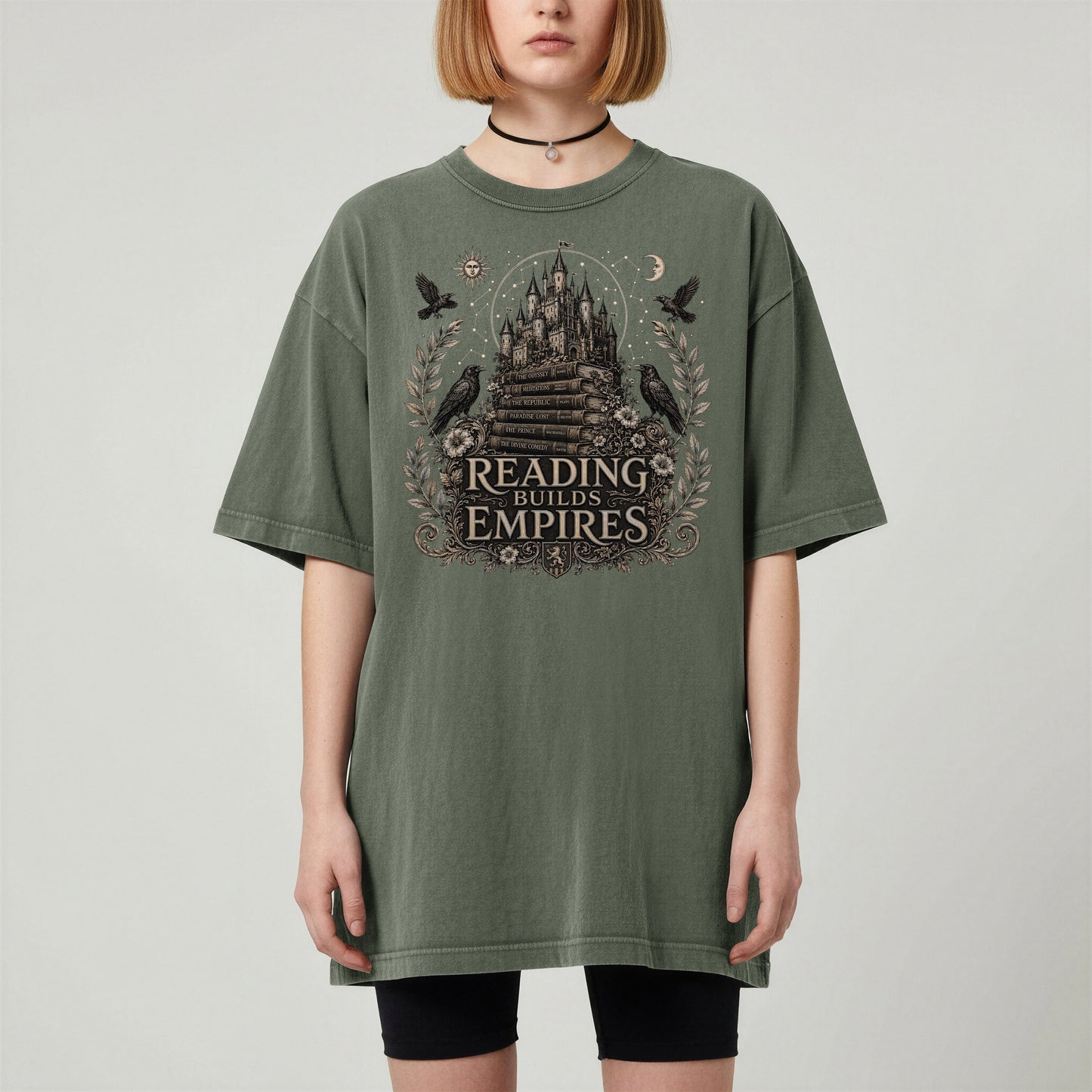 Reading Builds Empires — Dark Academia Fantasy Tee