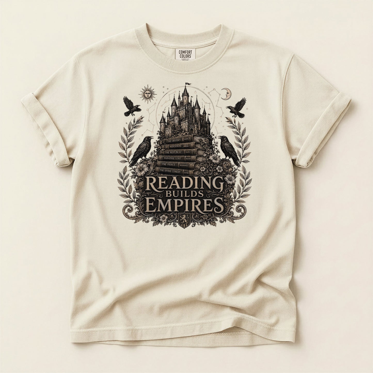 Reading Builds Empires — Dark Academia Fantasy Tee