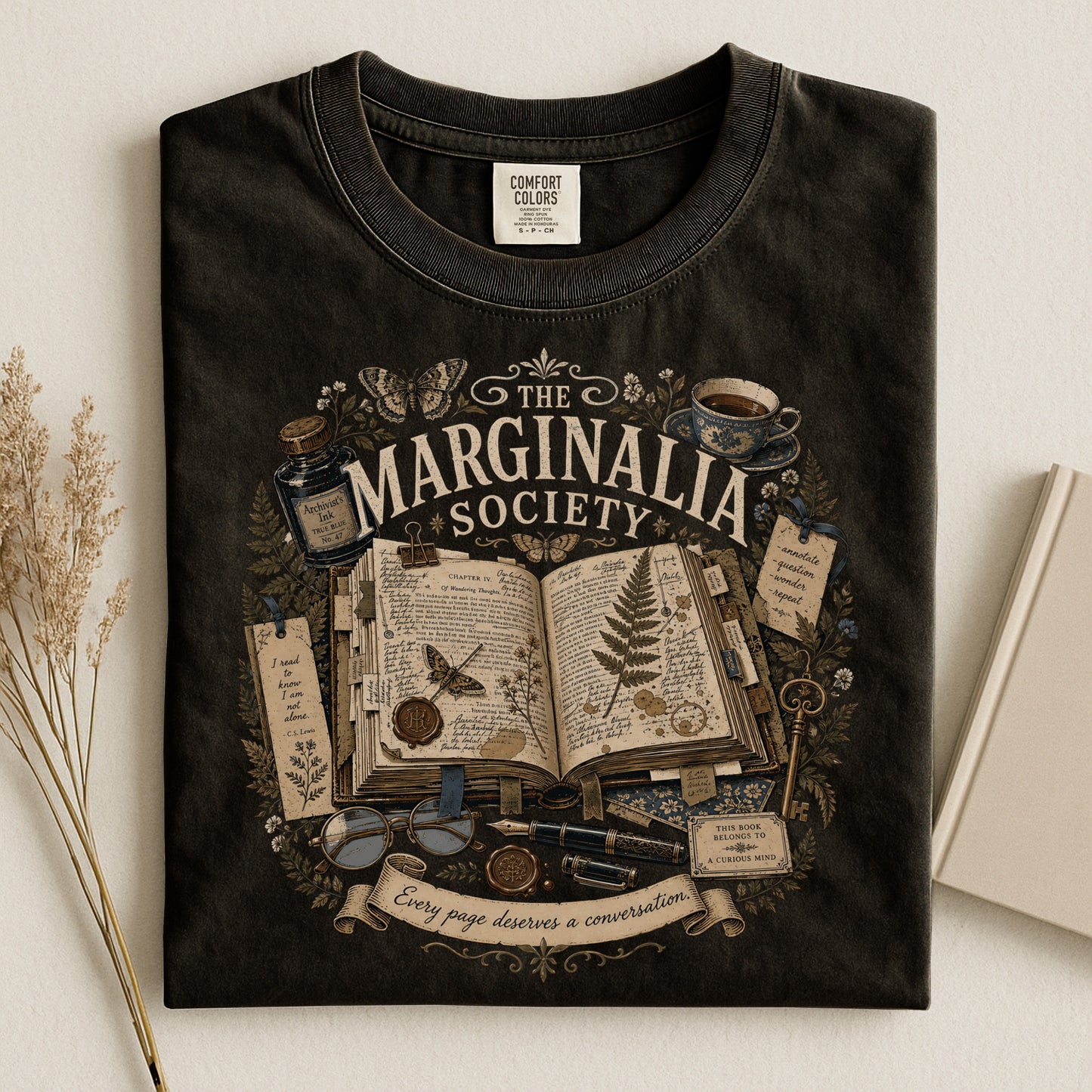 The Marginalia Society — Dark Academia Reader Tee