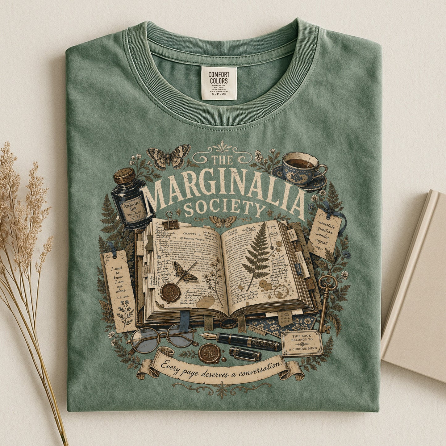 The Marginalia Society — Dark Academia Reader Tee