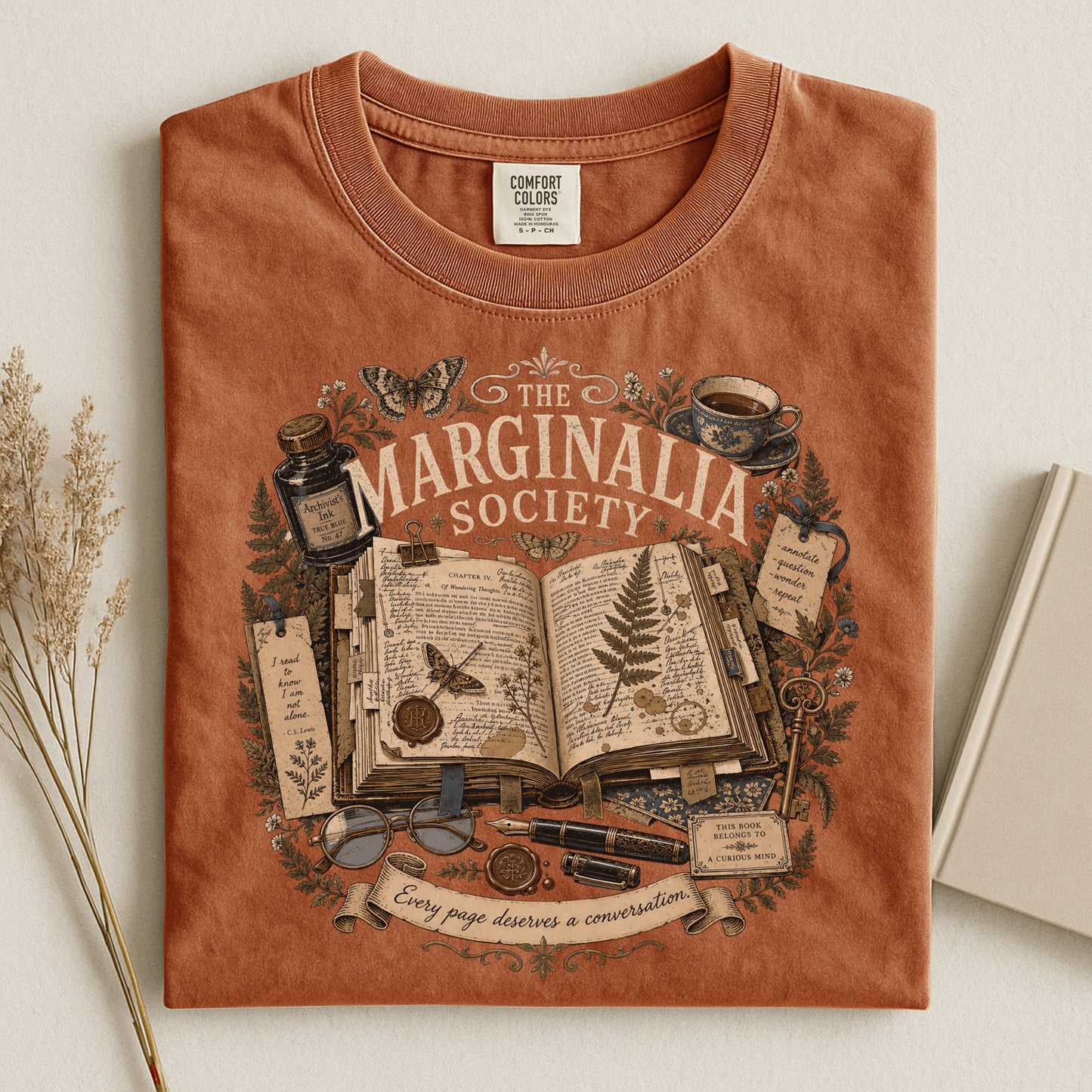 The Marginalia Society — Dark Academia Reader Tee