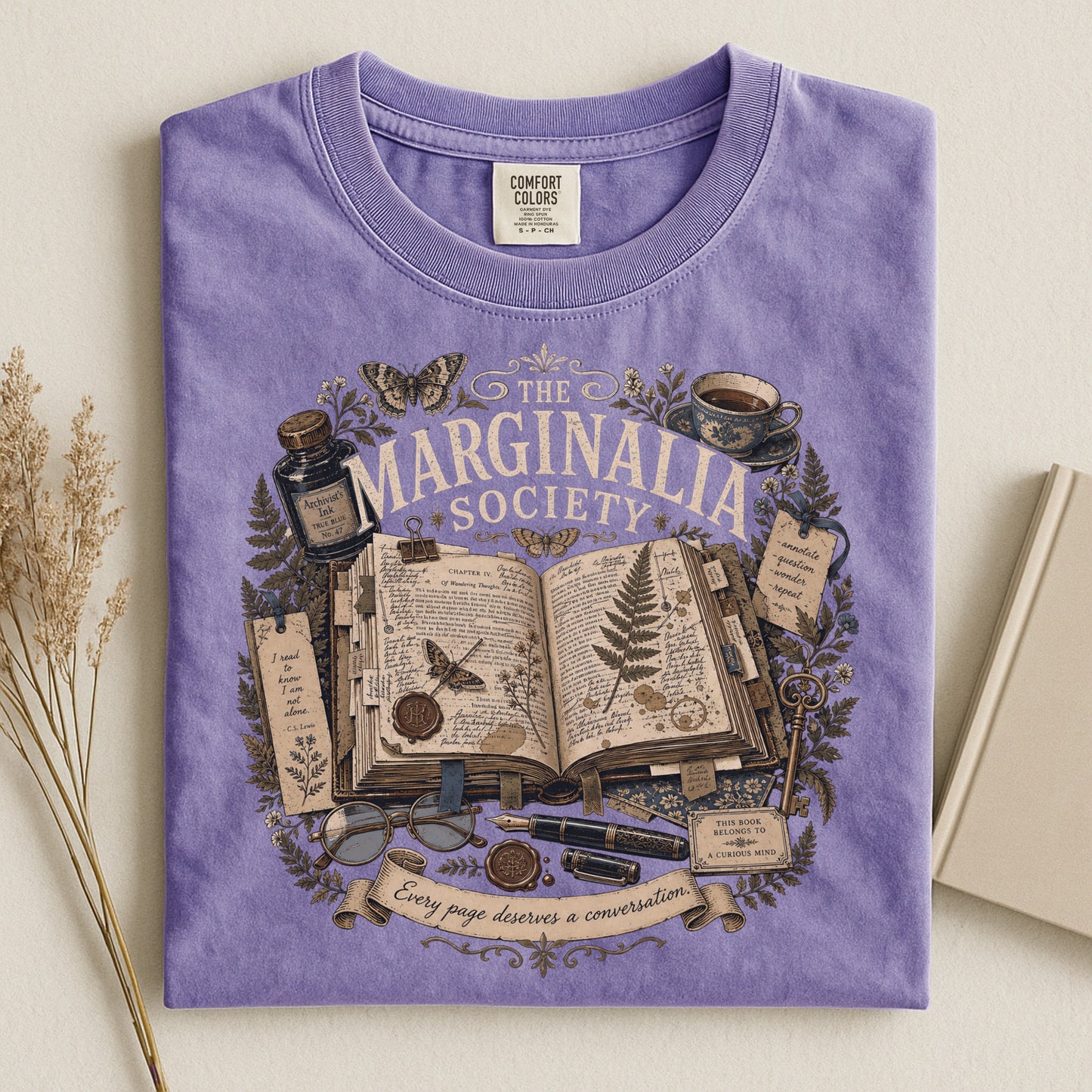 The Marginalia Society — Dark Academia Reader Tee
