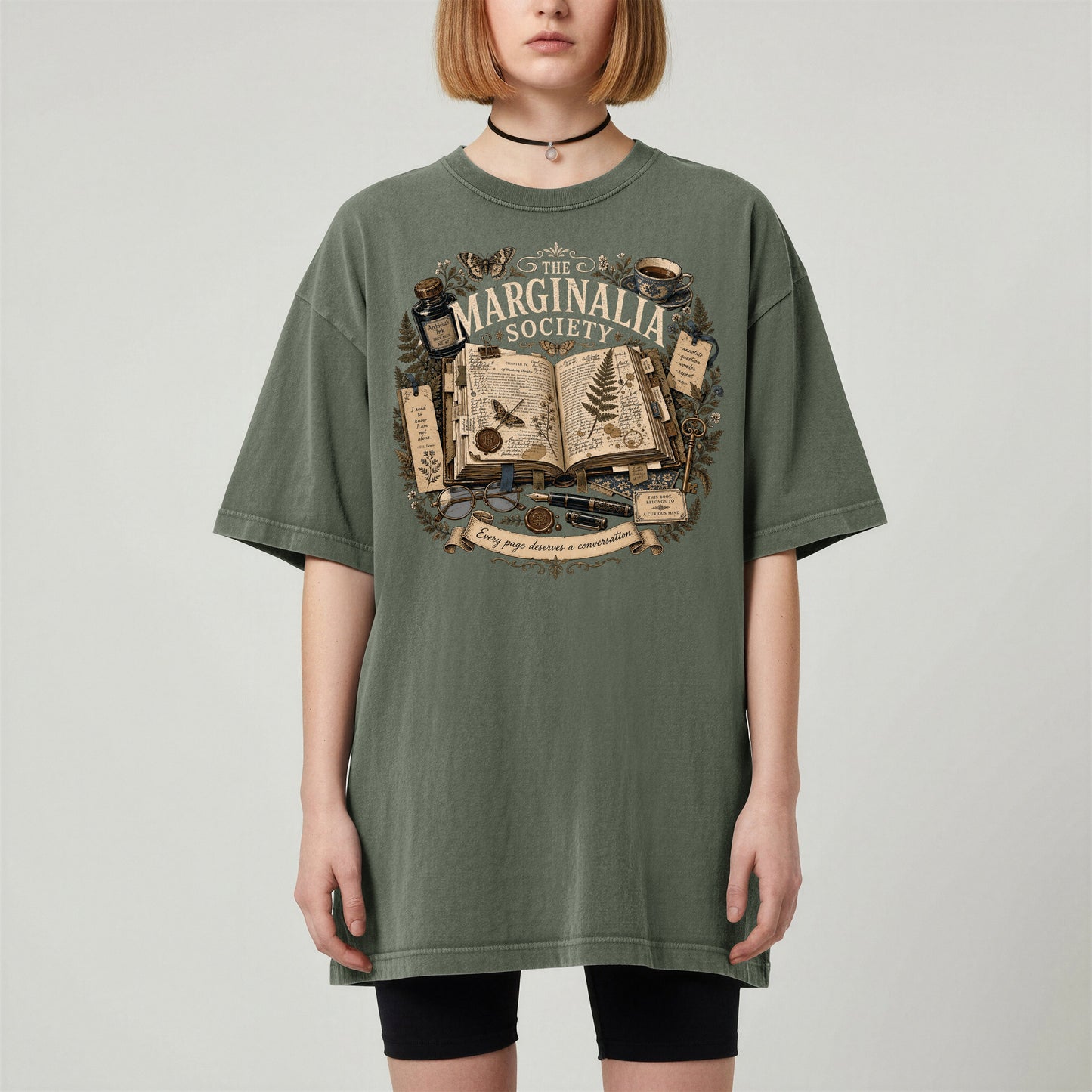 The Marginalia Society — Dark Academia Reader Tee