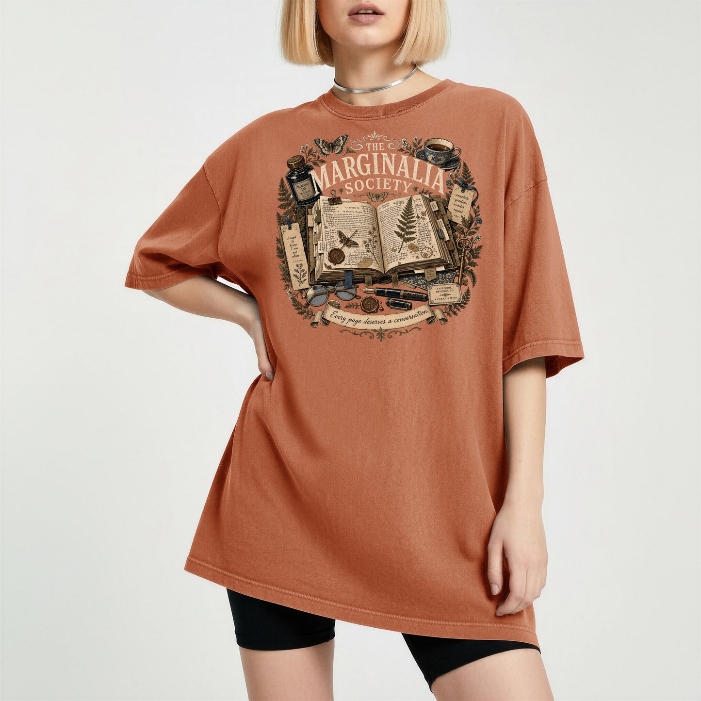 The Marginalia Society — Dark Academia Reader Tee