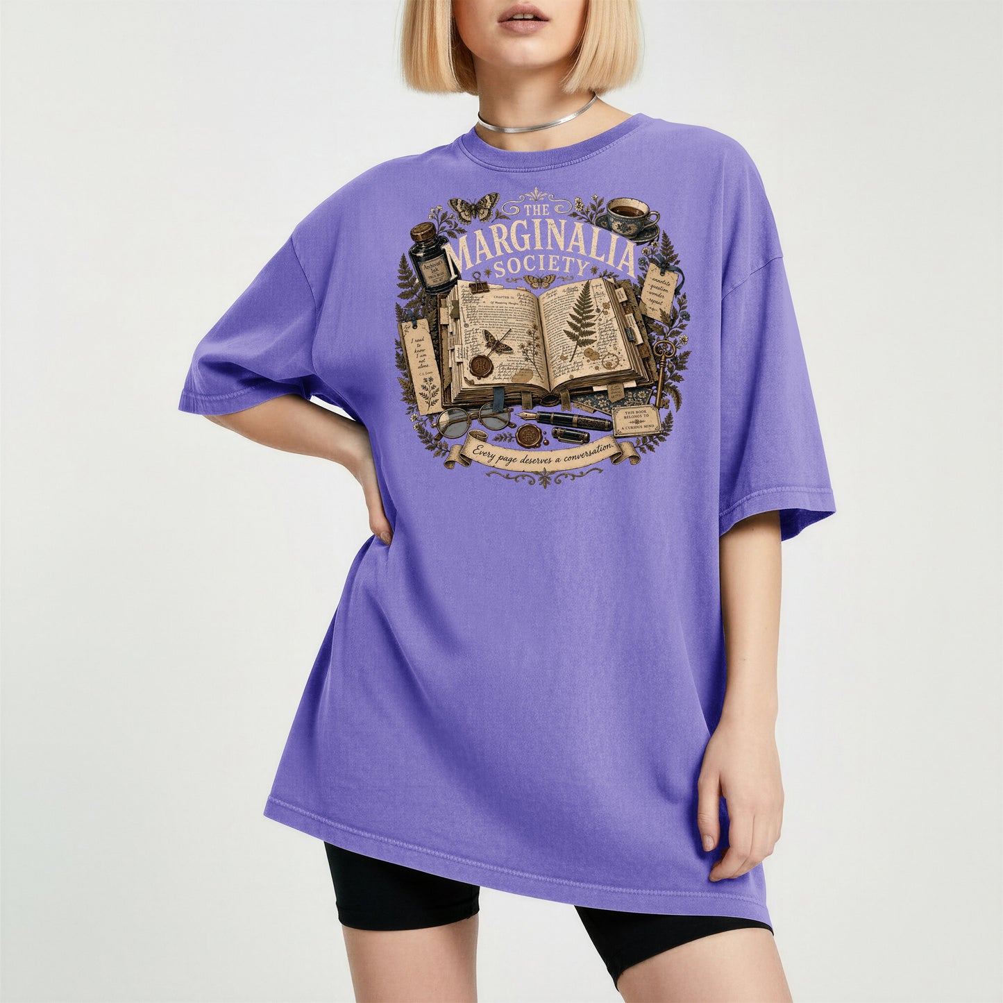 The Marginalia Society — Dark Academia Reader Tee