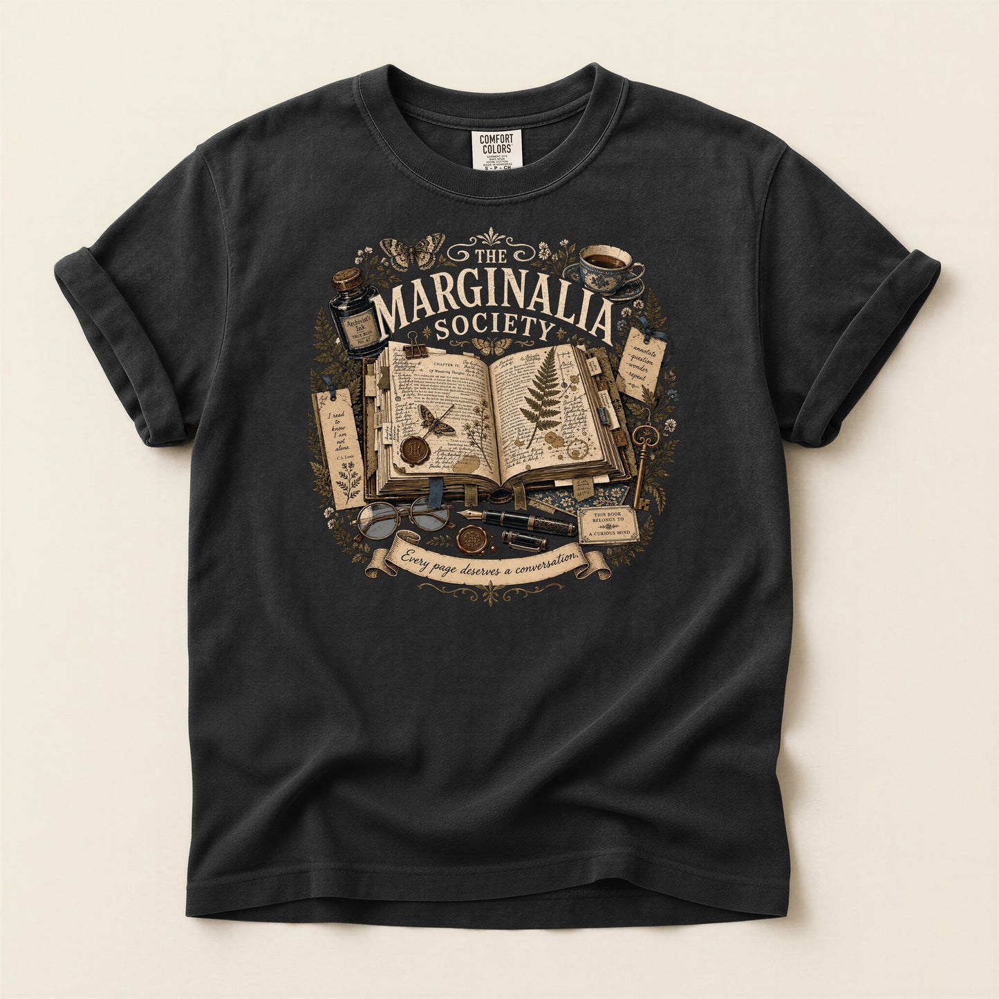 The Marginalia Society — Dark Academia Reader Tee