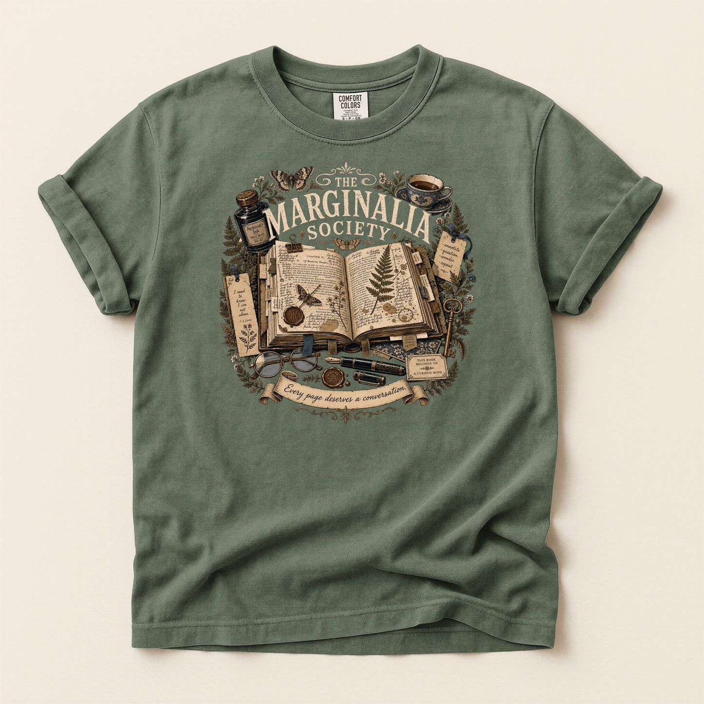 The Marginalia Society — Dark Academia Reader Tee