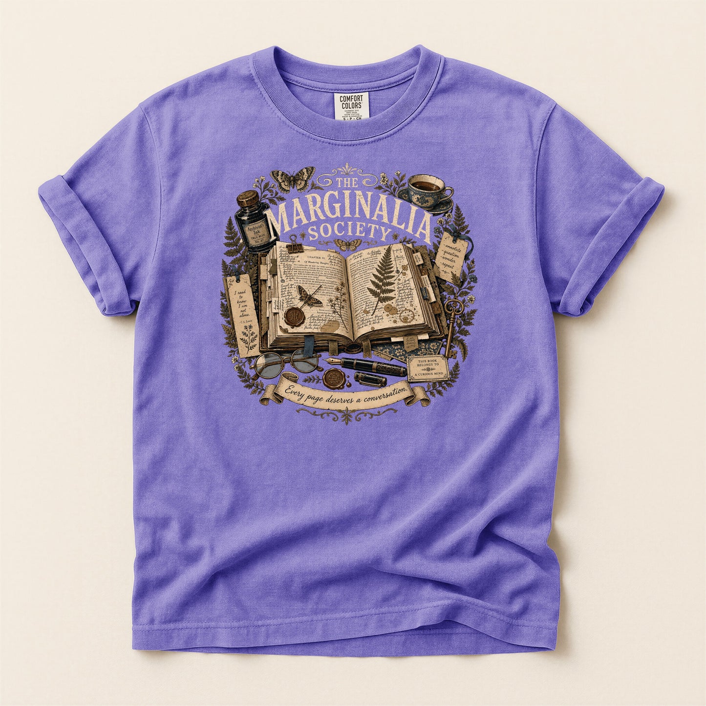 The Marginalia Society — Dark Academia Reader Tee