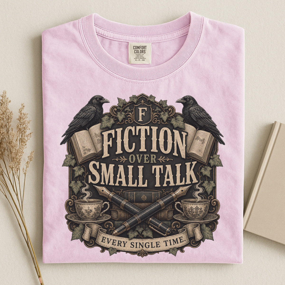 Fiction Over Small Talk — Introvert Dark Academia Tee