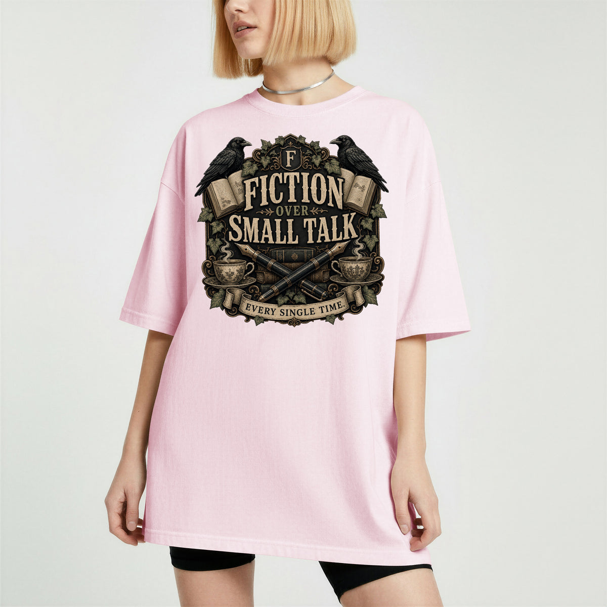 Fiction Over Small Talk — Introvert Dark Academia Tee
