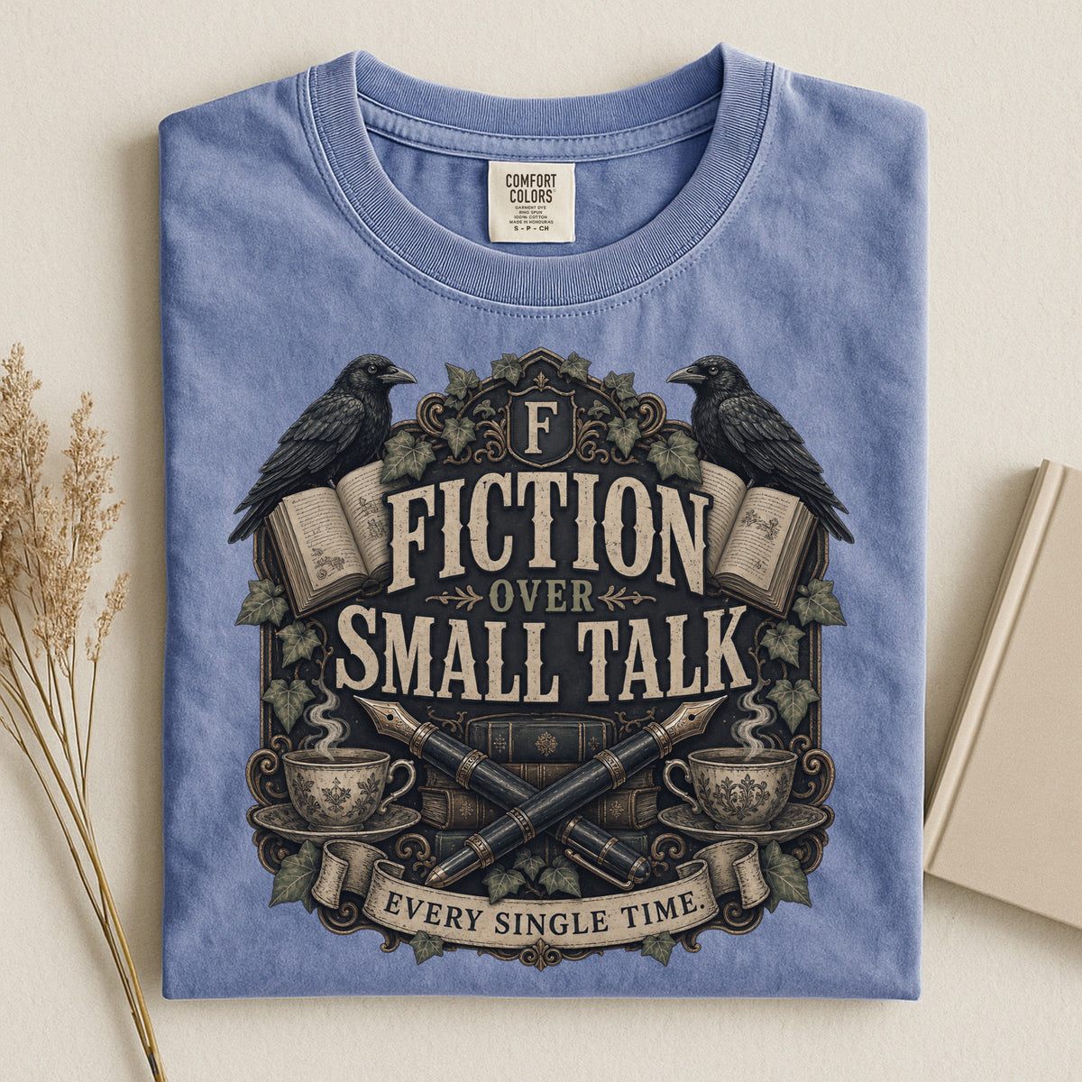 Fiction Over Small Talk — Introvert Dark Academia Tee