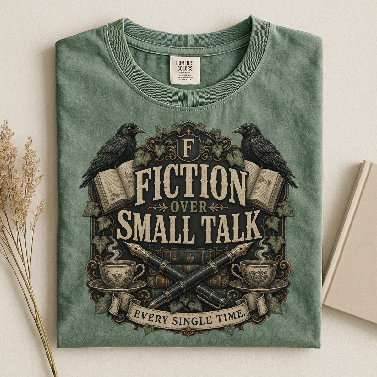 Fiction Over Small Talk — Introvert Dark Academia Tee