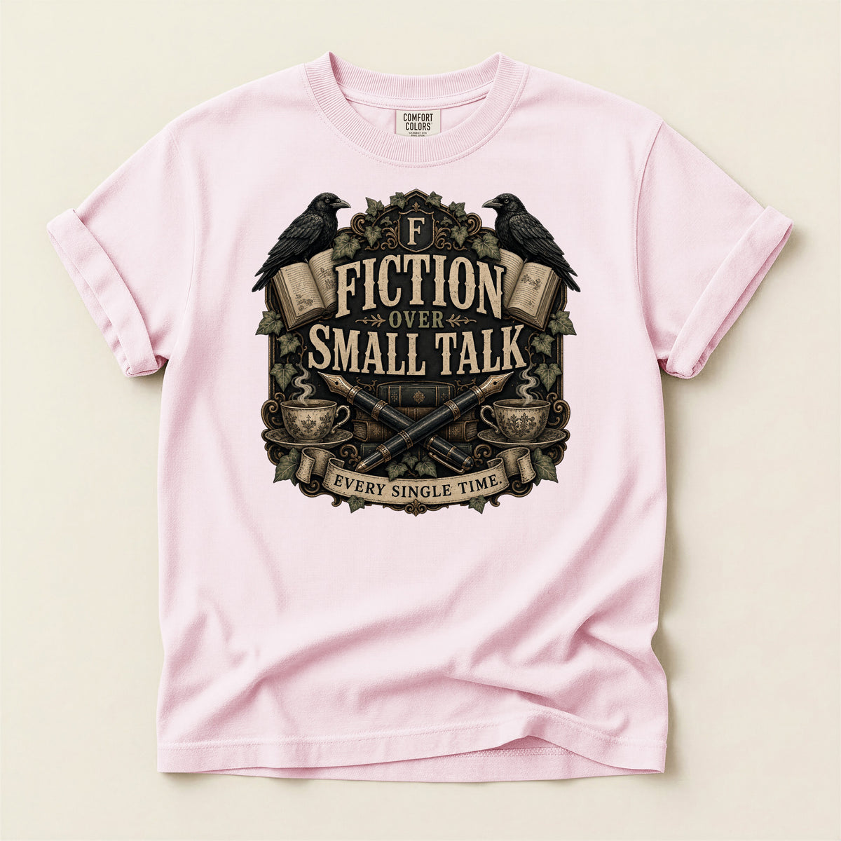 Fiction Over Small Talk — Introvert Dark Academia Tee
